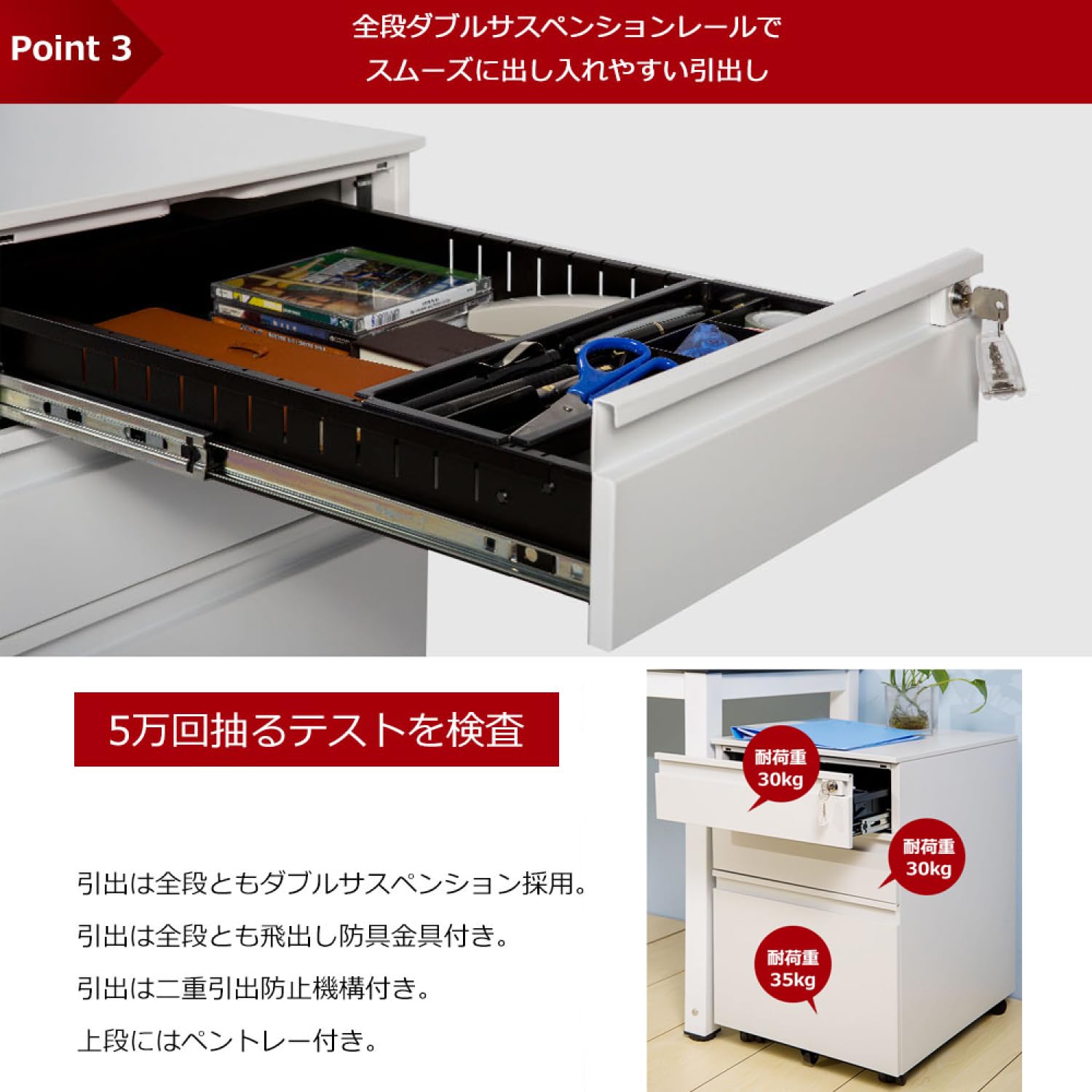 Amazon.co.jp: オフィスワゴン（ホワイト+ブラック）デスクワゴン 完成